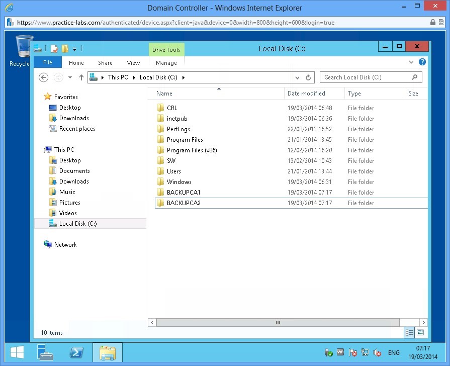 Practice Labs screenshot.